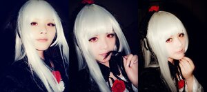 Rating: Safe Score: 0 Tags: 3girls bangs closed_mouth flower lips long_hair looking_at_viewer multiple_girls nail_polish red_eyes red_lips red_nails simple_background smile solo suigintou upper_body white_hair User: admin