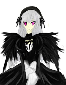 Rating: Safe Score: 0 Tags: 1girl black_dress black_wings cowboy_shot dress frills hairband image long_hair long_sleeves looking_at_viewer pink_eyes silver_hair simple_background smile solo suigintou white_background wings User: admin