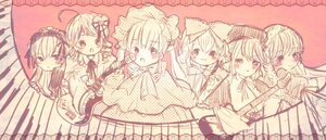 Rating: Safe Score: 0 Tags: 6+girls blush bow dress flower hair_bow hair_ornament hairband hat image lolita_fashion long_hair looking_at_viewer multiple multiple_girls open_mouth short_hair smile tagme twintails User: admin