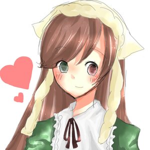 Rating: Safe Score: 0 Tags: 1girl bangs blush brown_hair dress green_dress green_eyes head_scarf heart heterochromia image long_hair long_sleeves looking_at_viewer red_eyes ribbon smile solo striped suiseiseki upper_body white_background User: admin
