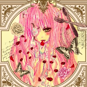 Rating: Safe Score: 0 Tags: 1girl apple blue_butterfly bug butterfly butterfly_hair_ornament flower food fruit image insect kirakishou long_hair pink_flower pink_hair rose solo white_rose User: admin