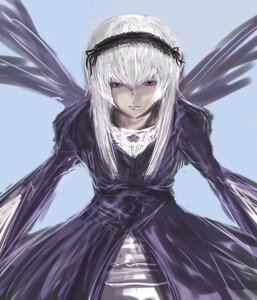 Rating: Safe Score: 0 Tags: 1girl black_dress black_wings blue_background closed_mouth dress frills hairband image long_hair long_sleeves looking_at_viewer red_eyes rose simple_background solo suigintou very_long_hair wings User: admin