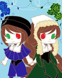 Rating: Safe Score: 0 Tags: 2girls blue_rose brown_hair dress flower green_dress green_eyes hat head_scarf heterochromia image long_hair long_sleeves looking_at_viewer multiple_girls pair red_eyes rose short_hair siblings sisters smile souseiseki suiseiseki twins watering_can User: admin