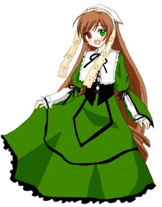 Rating: Safe Score: 0 Tags: 1girl :d brown_hair dress frills full_body green_dress green_eyes head_scarf heterochromia image long_hair long_sleeves looking_at_viewer open_mouth red_eyes simple_background smile solo standing suiseiseki very_long_hair white_background User: admin