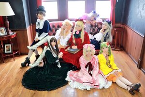 Rating: Safe Score: 0 Tags: 6+girls black_hair blonde_hair couch dress green_hair hair_ornament hat long_hair multiple_cosplay multiple_girls pantyhose sitting tagme window User: admin