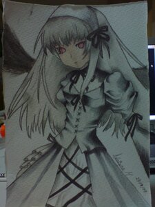 Rating: Safe Score: 0 Tags: 1girl black_ribbon dress frills hairband image long_hair long_sleeves looking_at_viewer puffy_sleeves ribbon solo suigintou traditional_media very_long_hair wings User: admin