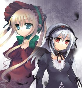 Rating: Safe Score: 0 Tags: 2girls auto_tagged black_ribbon blonde_hair blue_eyes dress expressionless flower frills hairband image long_hair long_sleeves looking_at_viewer multiple_girls pair red_eyes shinku silver_hair suigintou twintails upper_body very_long_hair wings User: admin