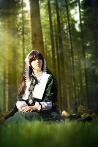 Rating: Safe Score: 0 Tags: 1girl blurry brown_hair closed_eyes closed_mouth depth_of_field dress grass long_hair long_sleeves nature outdoors sitting solo suiseiseki sunlight very_long_hair User: admin