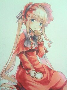 Rating: Safe Score: 0 Tags: 1girl blonde_hair blue_background blue_eyes bonnet bow bowtie capelet dress flower holding image long_hair long_sleeves looking_at_viewer red_dress red_flower rose shinku sidelocks simple_background sitting solo teacup traditional_media twintails very_long_hair User: admin