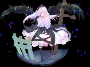 Rating: Safe Score: 0 Tags: 1girl black_wings boots dress feathers floating_hair flower frills full_body hairband image long_hair long_sleeves petals red_eyes solo suigintou transparent_background very_long_hair wings User: admin