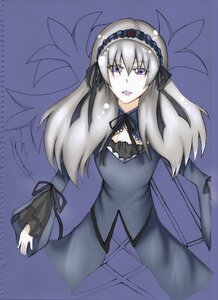 Rating: Safe Score: 0 Tags: 1girl black_wings detached_collar dress flower frilled_sleeves frills hairband image lolita_hairband long_hair long_sleeves looking_at_viewer purple_eyes ribbon rose silver_hair solo suigintou wings User: admin