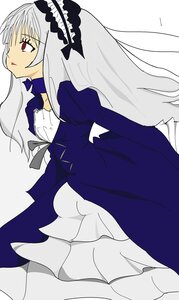 Rating: Safe Score: 0 Tags: 1girl dress frills hairband image juliet_sleeves long_hair long_sleeves puffy_sleeves red_eyes silver_hair simple_background solo suigintou white_background User: admin