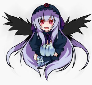 Rating: Safe Score: 0 Tags: 1girl :d auto_tagged black_dress black_wings blush checkered dress flower frilled_sleeves frills hairband image long_hair long_sleeves looking_at_viewer open_mouth red_eyes rose silver_hair smile solo suigintou very_long_hair wings User: admin