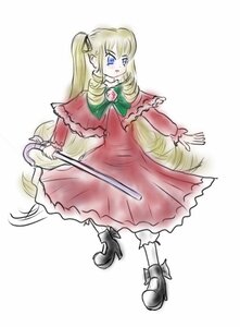 Rating: Safe Score: 0 Tags: 1girl blonde_hair blue_eyes bow bowtie capelet dress full_body image long_hair long_sleeves red_dress ribbon shinku simple_background solo standing striped twintails very_long_hair white_background User: admin