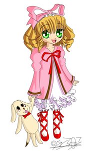 Rating: Safe Score: 0 Tags: 1girl :d blonde_hair bow dress frills full_body green_eyes hair_bow hina_ichigo hinaichigo image long_sleeves looking_at_viewer open_mouth pink_bow pink_dress ribbon shoes short_hair smile solo standing white_background User: admin