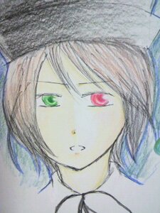 Rating: Safe Score: 0 Tags: 1girl close-up closed_mouth face green_eyes image looking_at_viewer portrait red_eyes short_hair simple_background solo souseiseki traditional_media watercolor_(medium) User: admin