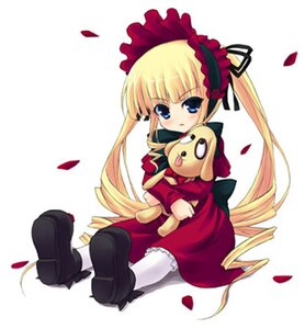 Rating: Safe Score: 0 Tags: 1girl animal blonde_hair blue_eyes blush bonnet bow confetti dog doll dress drill_hair frills full_body holding image kunkun long_hair long_sleeves looking_at_viewer lowres mary_janes pantyhose petals red_dress rose_petals rozen_maiden shigemasa shinku shoes simple_background sitting solo twintails very_long_hair white_background white_legwear User: admin