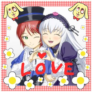 Rating: Safe Score: 0 Tags: 2girls blush bow bunny closed_eyes commentary_request flower frills green_eyes hairband hat heart heart_hands heart_hands_duo ichikawa_masahiro image kunkun long_hair long_sleeves multiple_girls one_eye_closed open_mouth pair purikura rozen_maiden smile souseiseki stuffed_animal suigintou top_hat white_hair User: admin