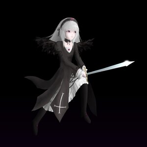 Rating: Safe Score: 0 Tags: 1girl black_wings boots dress feathered_wings feathers frills full_body hairband holding image long_hair long_sleeves looking_at_viewer rose silver_hair solo suigintou weapon wings User: admin