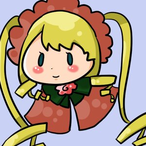 Rating: Safe Score: 0 Tags: 1girl bangs blonde_hair blue_background blush chibi dress flower full_body image shinku smile solo User: admin