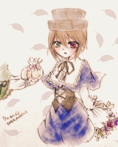 Rating: Safe Score: 0 Tags: 1girl blonde_hair capelet dress flower green_eyes hat heterochromia image long_sleeves looking_at_viewer petals red_eyes short_hair solo souseiseki suiseiseki User: admin