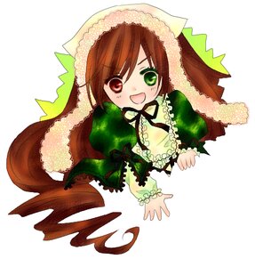 Rating: Safe Score: 0 Tags: 1girl :d brown_hair dress frills green_dress green_eyes heterochromia image long_hair long_sleeves looking_at_viewer open_mouth red_eyes simple_background smile solo suiseiseki very_long_hair white_background User: admin