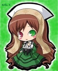 Rating: Safe Score: 0 Tags: 1girl blush brown_hair chibi dress drill_hair full_body green_background green_dress green_eyes hat heterochromia image long_hair long_sleeves red_eyes solo standing suiseiseki twin_drills very_long_hair User: admin