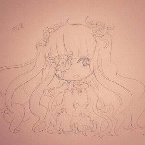 Rating: Safe Score: 0 Tags: 1girl dress expressionless flower frills hair_flower hair_ornament image kirakishou lineart long_hair looking_at_viewer monochrome photo solo traditional_media User: admin