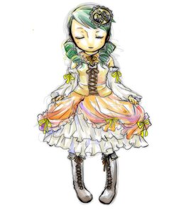 Rating: Safe Score: 0 Tags: 1girl boots closed_eyes cross-laced_footwear dress drill_hair flower full_body hair_ornament image kanaria long_sleeves puffy_sleeves solo striped twin_drills white_background User: admin