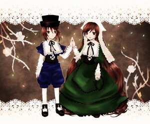 Rating: Safe Score: 0 Tags: 2girls brown_hair dress frills green_dress green_eyes hat heterochromia holding_hands image long_hair long_sleeves looking_at_viewer multiple_girls open_mouth pair red_eyes short_hair siblings sisters smile souseiseki suiseiseki twins very_long_hair User: admin