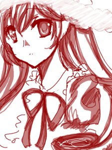 Rating: Safe Score: 0 Tags: 1girl auto_tagged hat image long_hair looking_at_viewer monochrome red_theme simple_background sketch solo striped suiseiseki white_background User: admin