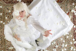 Rating: Safe Score: 0 Tags: 1girl bangs dress kirakishou lace lips long_hair long_sleeves solo white_dress white_hair white_theme User: admin