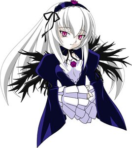 Rating: Safe Score: 0 Tags: 1girl black_wings detached_collar dress flower frilled_sleeves frills hairband image lolita_hairband long_hair long_sleeves looking_at_viewer pale_skin pink_eyes puffy_sleeves rose simple_background solo suigintou upper_body white_background wings User: admin