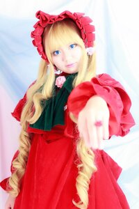 Rating: Safe Score: 0 Tags: 1girl blonde_hair blue_eyes blurry bonnet capelet dress drill_hair flower lips long_hair looking_at_viewer realistic red_dress ringlets rose shinku solo twin_drills upper_body very_long_hair User: admin