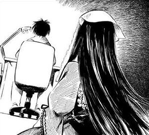 Rating: Safe Score: 0 Tags: 1boy 1girl dress greyscale image long_hair long_sleeves monochrome solo suiseiseki very_long_hair User: admin