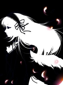 Rating: Safe Score: 0 Tags: 1girl black_background feathers frills greyscale hairband image monochrome petals profile ribbon simple_background solo suigintou User: admin