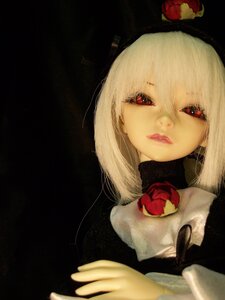 Rating: Safe Score: 0 Tags: 1girl black_background doll flower lips long_hair looking_at_viewer pale_skin red_eyes red_flower red_lips red_rose rose simple_background solo suigintou white_hair User: admin