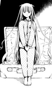 Rating: Safe Score: 0 Tags: 1girl bangs barasuishou barefoot greyscale halftone image long_hair monochrome pajamas polka_dot sitting slippers solo stuffed_animal unmoving_pattern very_long_hair User: admin