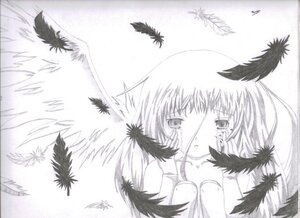 Rating: Safe Score: 0 Tags: 1girl bird black_feathers blush crow crying crying_with_eyes_open feathered_wings feathers greyscale head_wings image leaf maple_leaf monochrome short_hair solo suigintou tears white_feathers wings User: admin