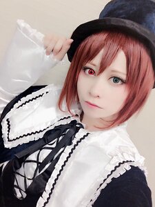 Rating: Safe Score: 0 Tags: 1girl brown_hair closed_mouth frills hat heterochromia lips long_sleeves looking_at_viewer red_eyes ribbon short_hair solo souseiseki upper_body User: admin