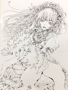 Rating: Safe Score: 0 Tags: 1girl bangs crying_with_eyes_open dress eyebrows_visible_through_hair flower frills image long_hair looking_at_viewer monochrome solo suigintou tears User: admin