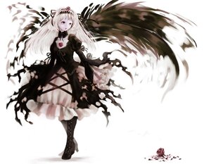 Rating: Safe Score: 0 Tags: 1girl bangs black_footwear black_ribbon black_wings boots dress eyebrows_visible_through_hair feathers flower frills full_body hairband high_heel_boots high_heels image long_hair long_sleeves puffy_sleeves ribbon rose solo standing suigintou torn_clothes very_long_hair white_background wide_sleeves wings User: admin