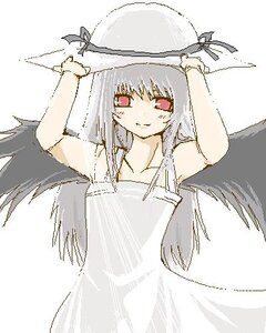 Rating: Safe Score: 0 Tags: 1girl armpits arms_up bare_shoulders blush dress hands_on_headwear hat image long_hair looking_at_viewer red_eyes simple_background smile solo suigintou sun_hat sundress white_background white_dress wings User: admin