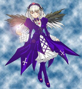 Rating: Safe Score: 0 Tags: 1girl black_wings boots cloud dress frills full_body hairband image long_hair long_sleeves looking_at_viewer red_eyes ribbon silver_hair solo suigintou wings User: admin