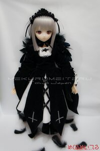 Rating: Safe Score: 0 Tags: 1girl bangs black_dress closed_mouth detached_collar doll dress feathers frills full_body grey_background hairband long_hair long_sleeves looking_at_viewer red_eyes ribbon silver_hair solo standing suigintou User: admin