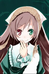 Rating: Safe Score: 0 Tags: 1girl brown_hair dress frills green_dress green_eyes head_scarf heterochromia image long_hair long_sleeves looking_at_viewer red_eyes smile solo suiseiseki twintails upper_body very_long_hair User: admin