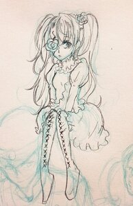 Rating: Safe Score: 0 Tags: 1girl boots cross-laced_footwear dress flower frills hair_flower hair_ornament image kirakishou knee_boots long_hair monochrome rose sitting solo twintails User: admin