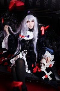 Rating: Safe Score: 0 Tags: 1girl black_legwear boots bug butterfly crossed_legs dress flower gothic_lolita insect lolita_fashion long_hair long_sleeves looking_at_viewer pantyhose red_eyes silver_hair sitting solo suigintou throne very_long_hair User: admin