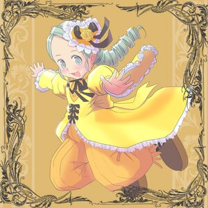 Rating: Safe Score: 0 Tags: 1girl dress drill_hair frame full_body hat image kanaria long_sleeves open_mouth ribbon smile solo twin_drills wide_sleeves yellow_background User: admin