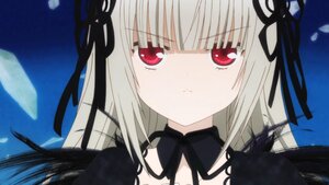 Rating: Safe Score: 0 Tags: 1girl bangs black_ribbon black_wings closed_mouth detached_collar dress feathers flower hair_ribbon hairband image long_hair looking_at_viewer red_eyes ribbon rose silver_hair solo suigintou wings User: admin